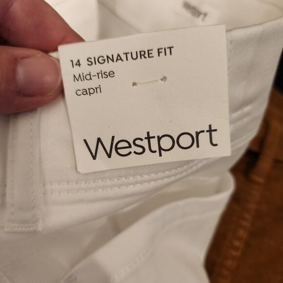 WESTPORT Signature Fit White Mid Rise Cruise Beachy Vacation Neutral Capris 14 - Picture 8 of 12